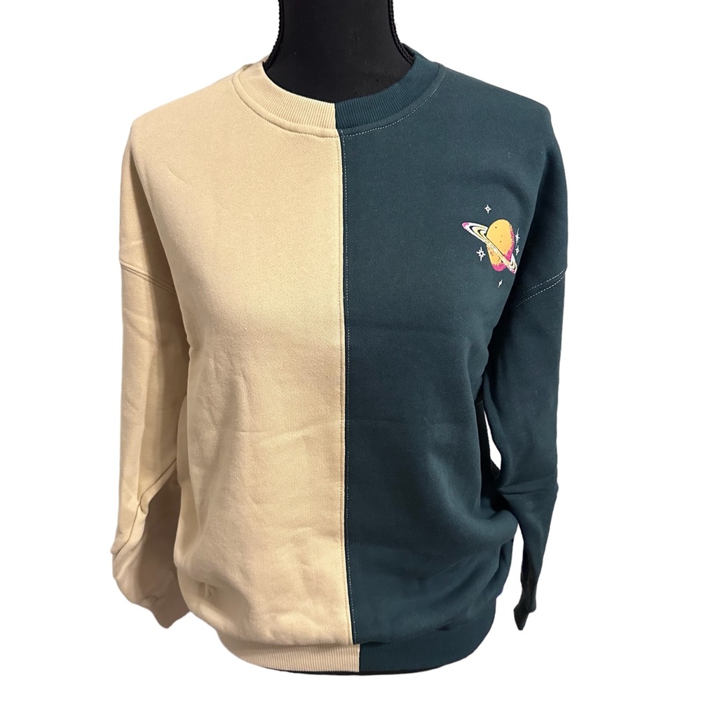 BP.  Colorblock Sweatshirt in Tan Green‎ Planet Women’s Size Extra Small XS NWT